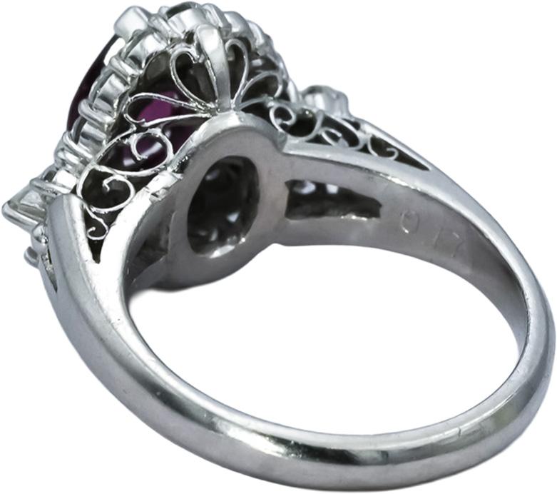 Platinum Diamond and Ruby Cluster Cocktail Ring 0.91CT Size 5.5