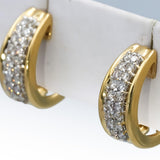 14k Yellow Gold Round Diamond Curved Earrings 0.90CT
