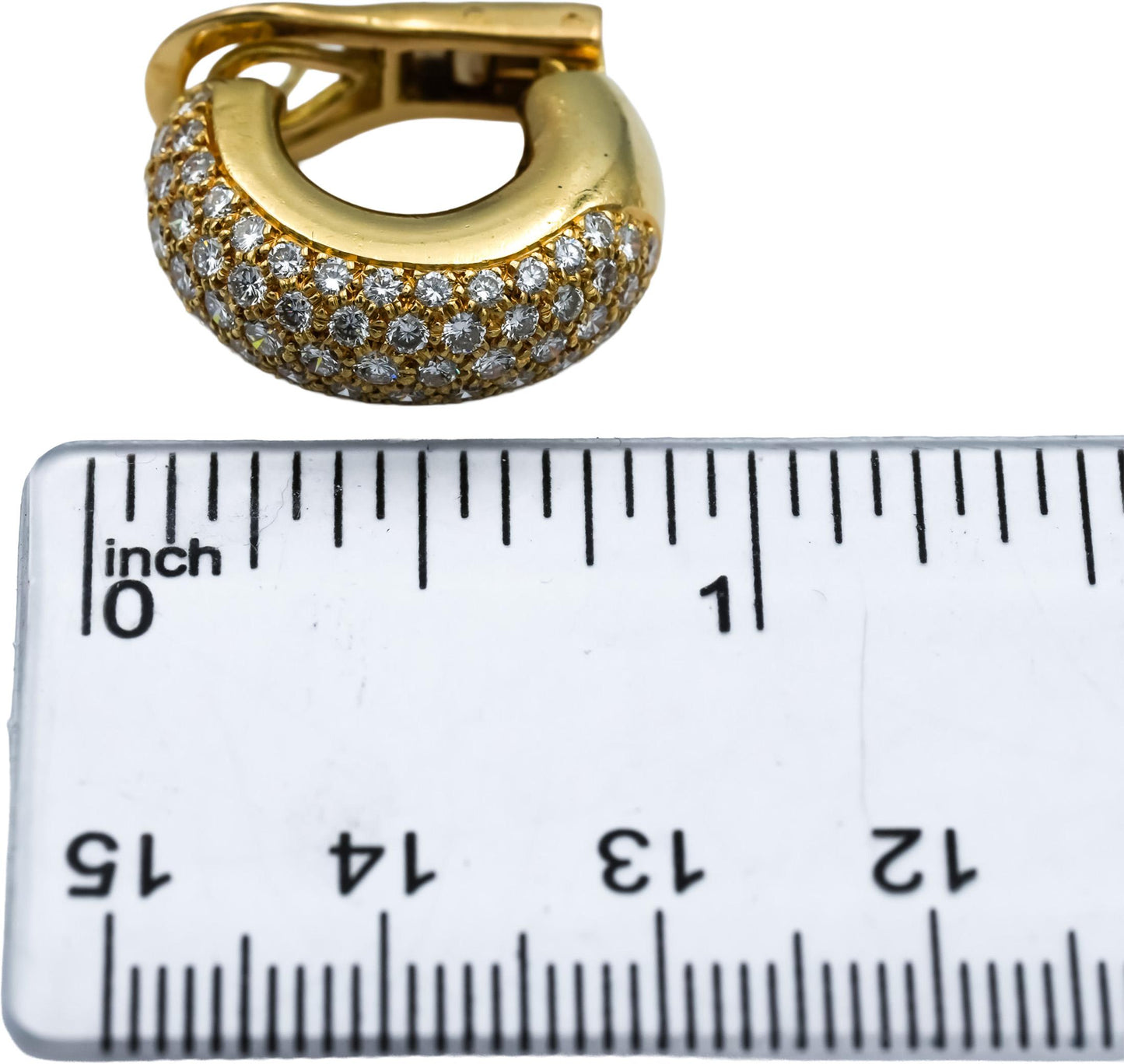 18k Yellow Gold VS Round Diamond Half Hoop Curved Cluster Earrings 2.50CT