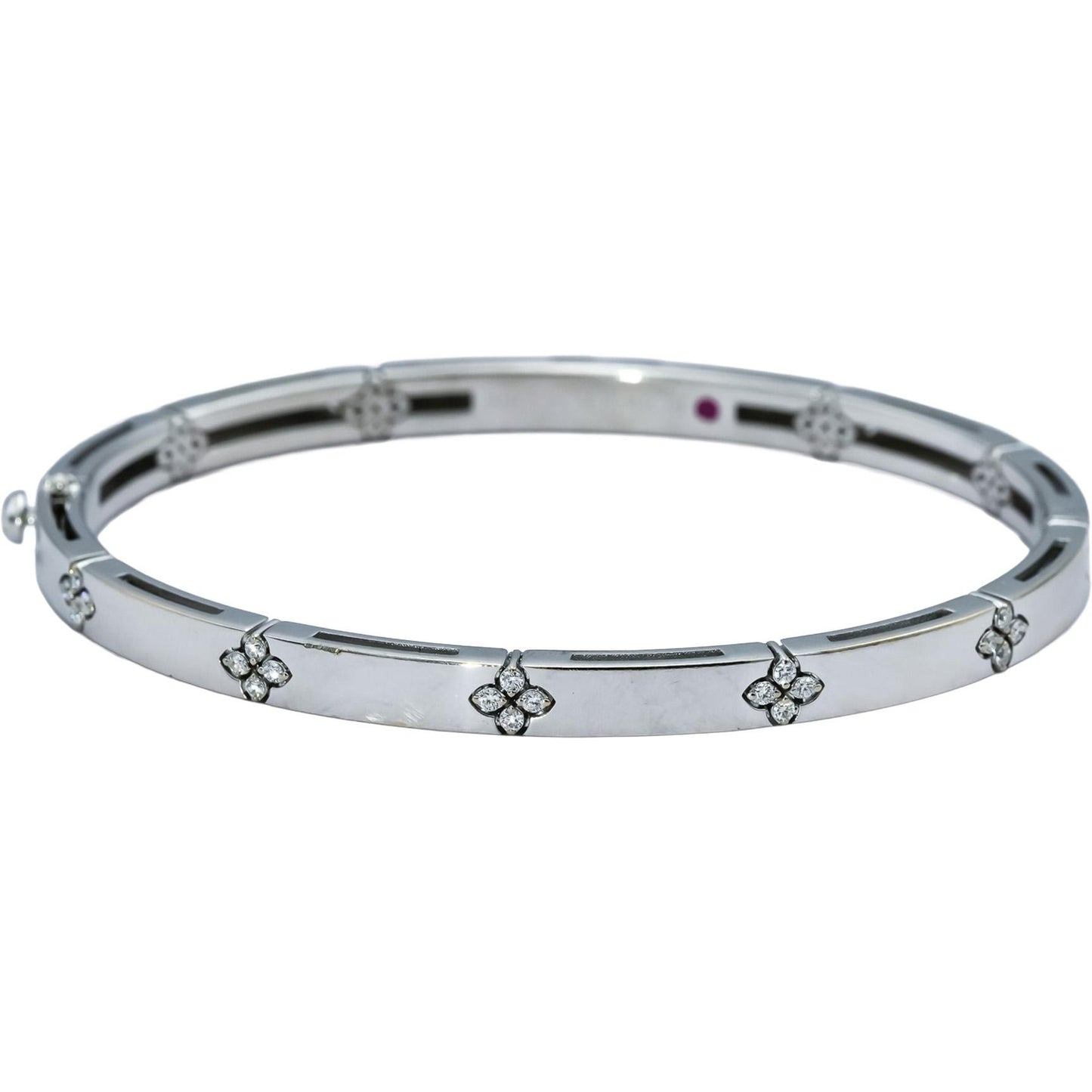 ROBERTO COIN 18k White Gold Diamond Love in Verona Bangle Bracelet 0.15CT