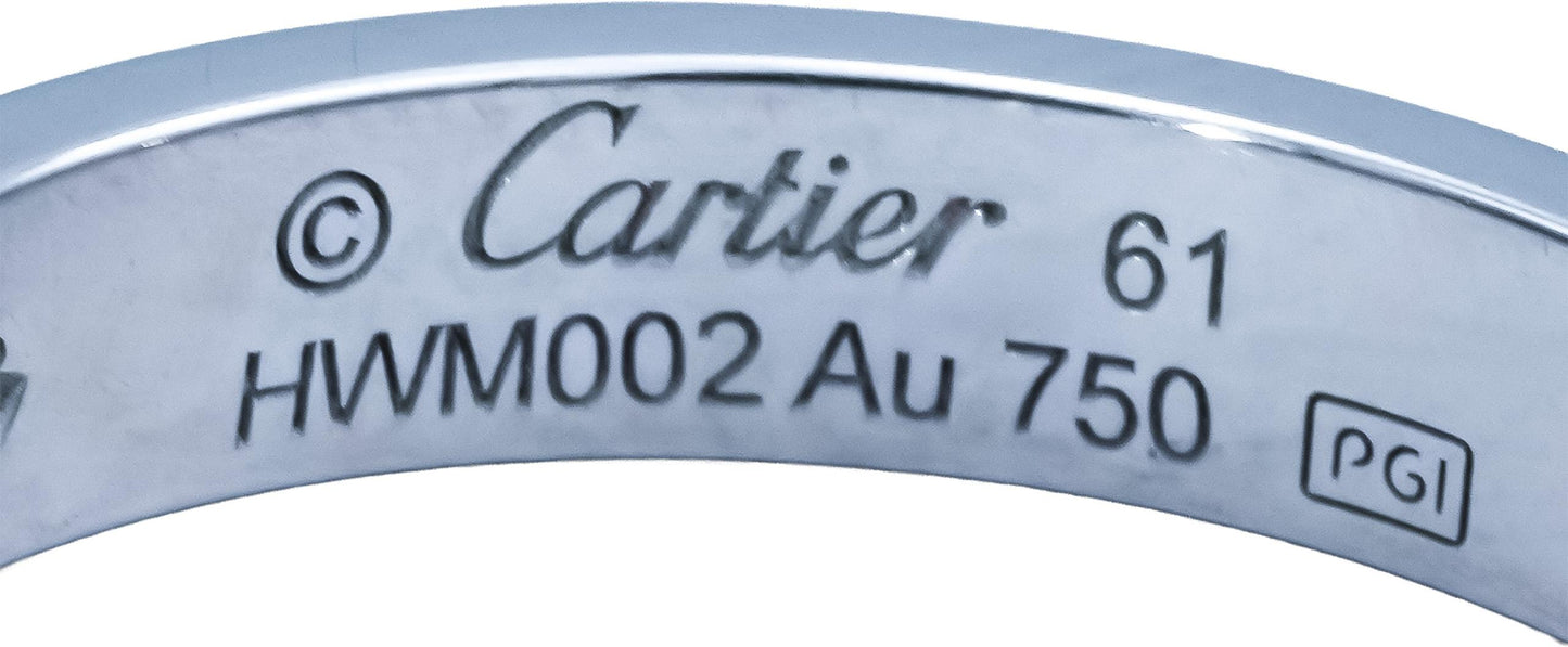 CARTIER 18k White Gold Diamond Love Screw Motif Ring 0.02CT Size 61 w/ Papers