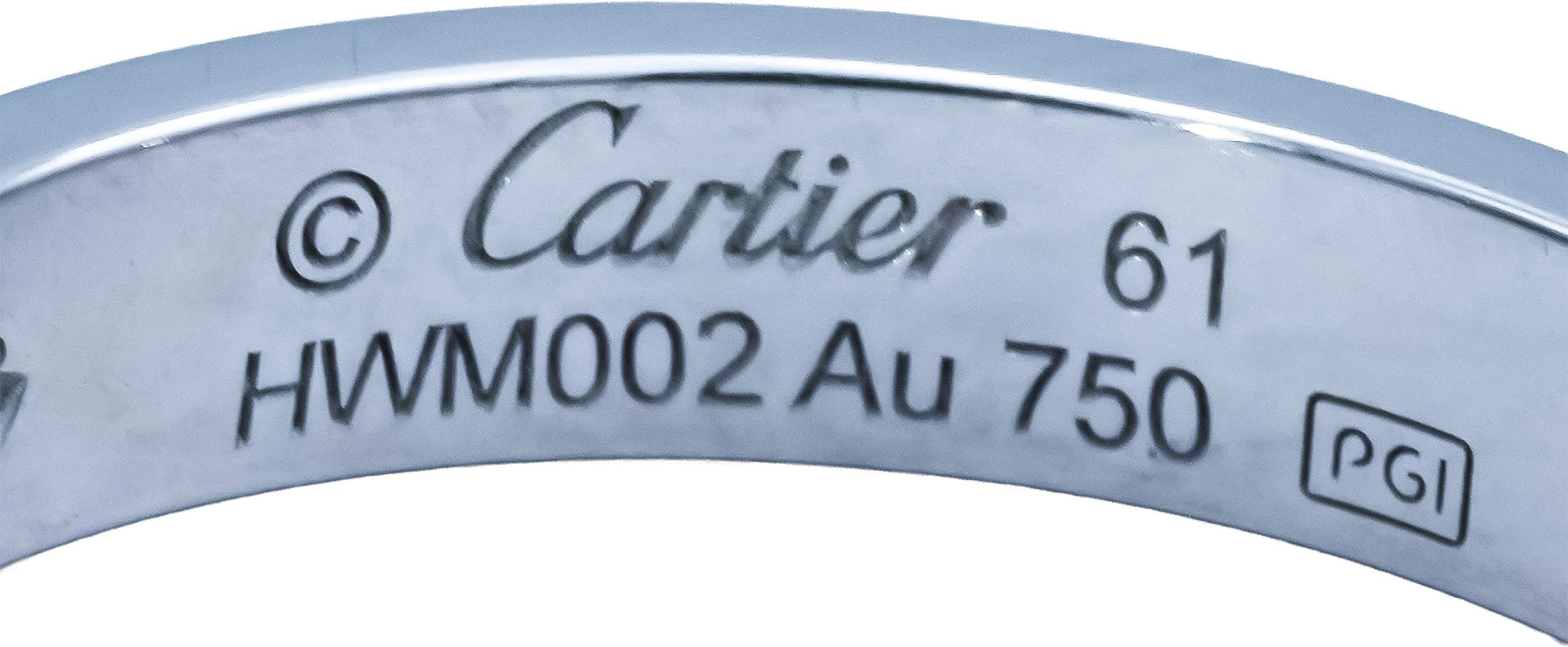 CARTIER 18k White Gold Diamond Love Screw Motif Ring 0.02CT Size 61 w/ Papers