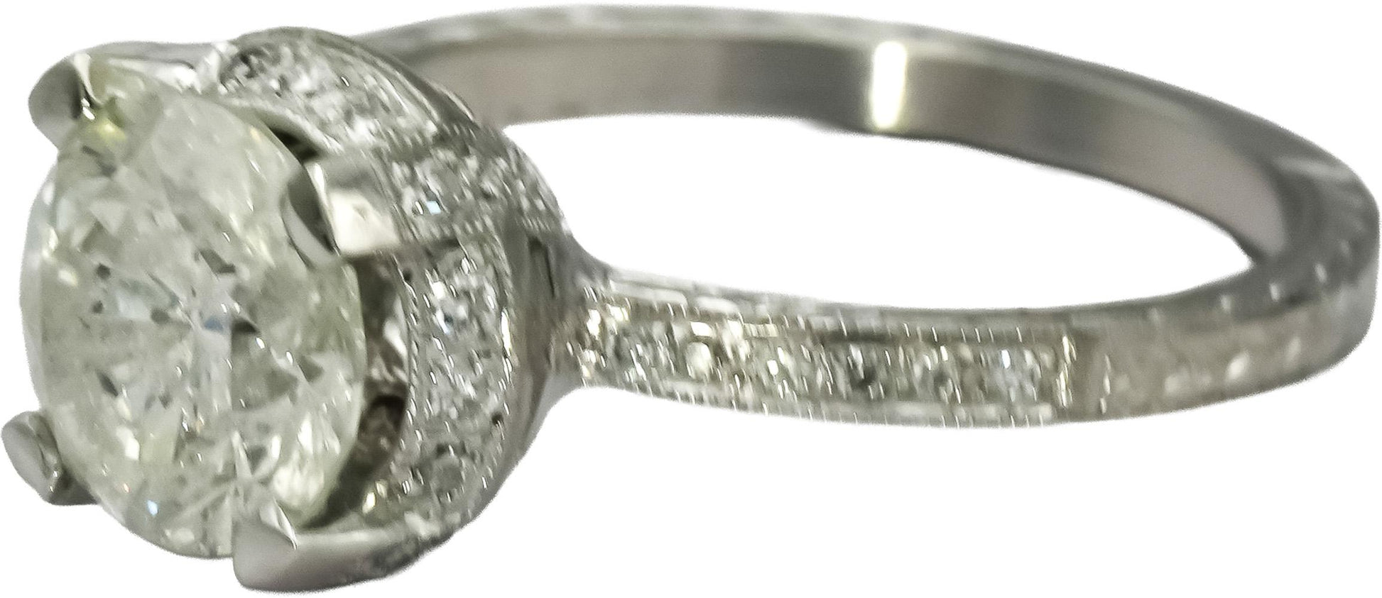 Platinum Round Diamond Engagement Ring 2.11CT w/ 1.86CT Center Size 6
