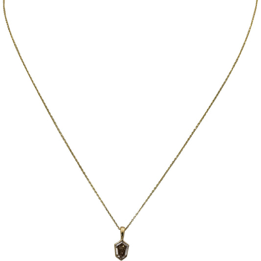 14k Yellow Gold Shield Cut Bezel Set Diamond Solitaire Pendant Necklace 1.03CT