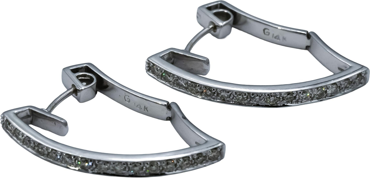 14k White Gold VS Round Diamond Abstract Hoop Earrings 0.70CT