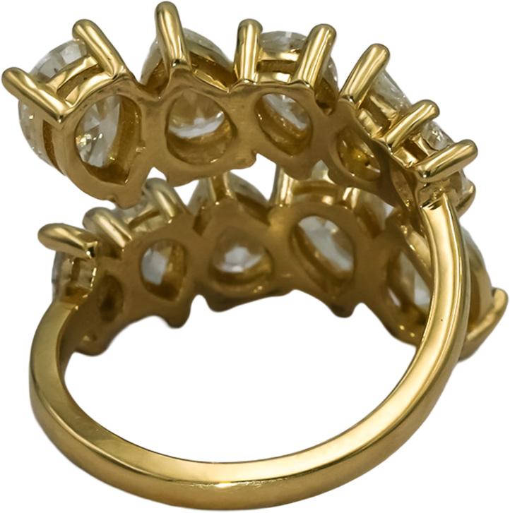 14k Yellow Gold Pear Cut Diamond Bypass Ring 4.16CT Size 4.25