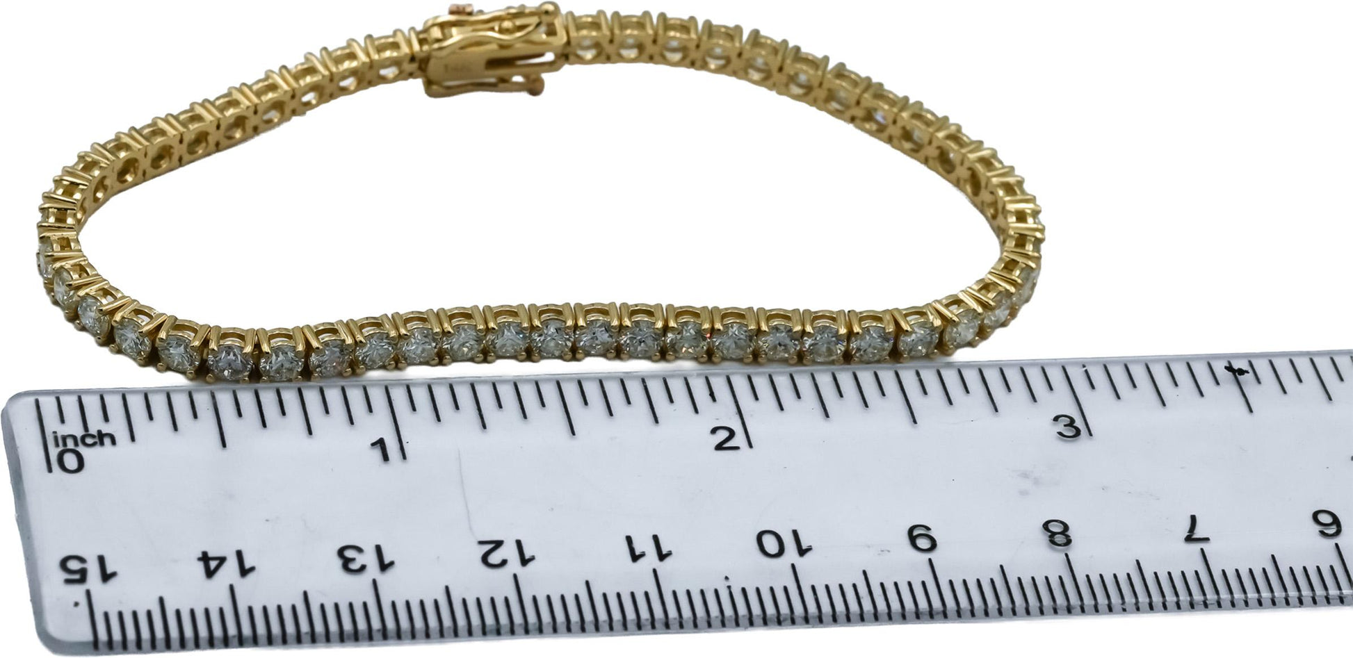 14k Yellow Gold VS Round Diamond Tennis Bracelet 7.05CT
