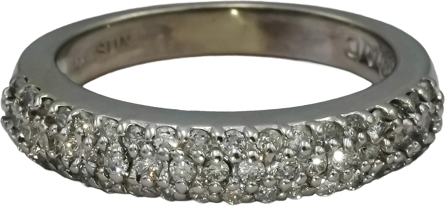 14k White Gold Round Diamond Pave Band Ring 0.50CT Size 6.75