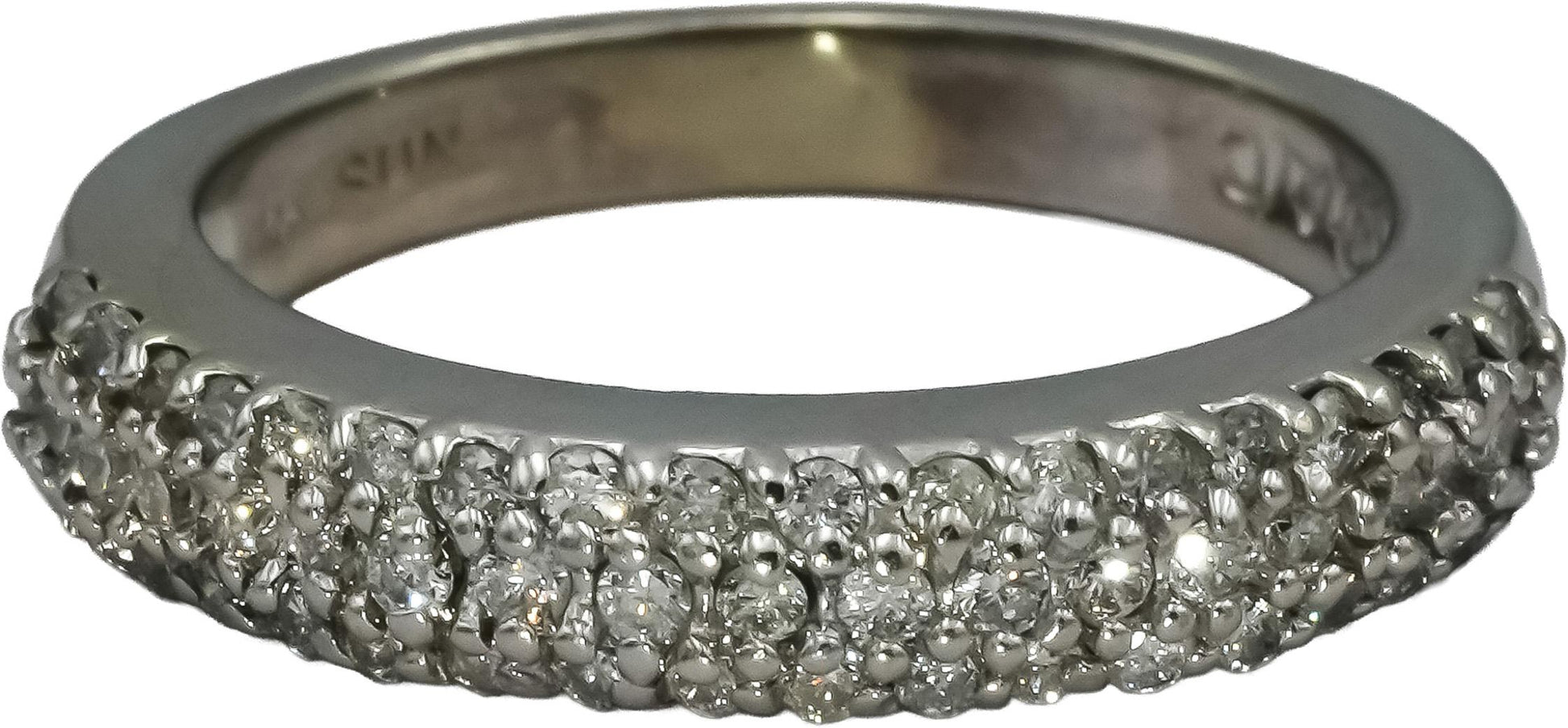 14k White Gold Round Diamond Pave Band Ring 0.50CT Size 6.75