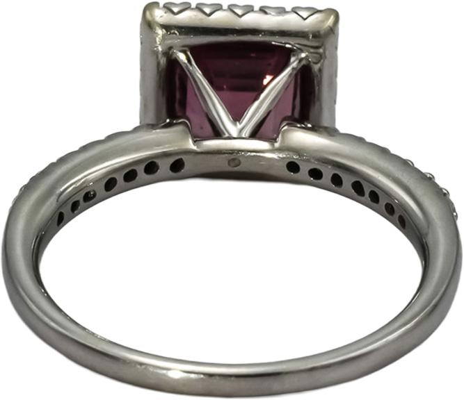 14k White Gold Round Diamond Cushion Tourmaline Cocktail Ring 2.02CT Size 7.25