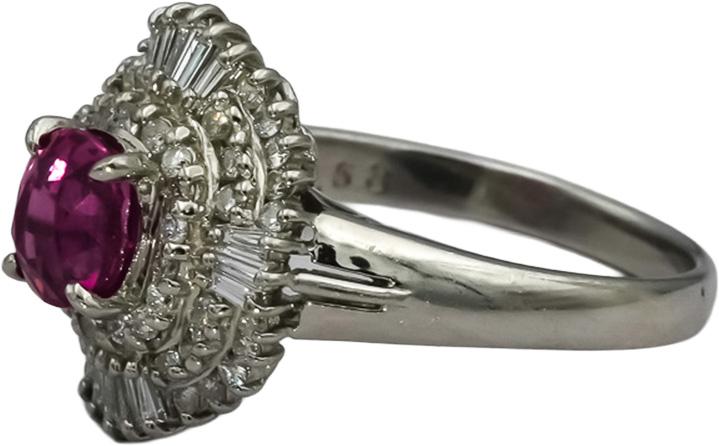 Platinum VS Diamond and Pink Sapphire Cocktail Ring 1.82CT Size 7