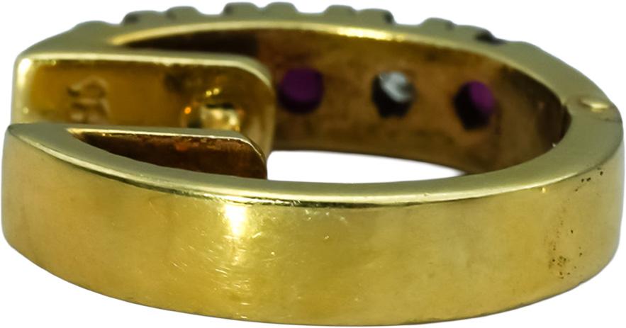 14k Yellow Gold Diamond and Ruby Hoop Huggie Earrings 0.50CT