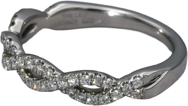 14k White Gold VS Round Diamond The Leo Legacy Twist Band Ring 0.50CT Size 6.75