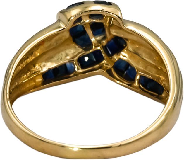14k Yellow Gold Square Channel Set Sapphire Ring 0.50CT Size 7.5