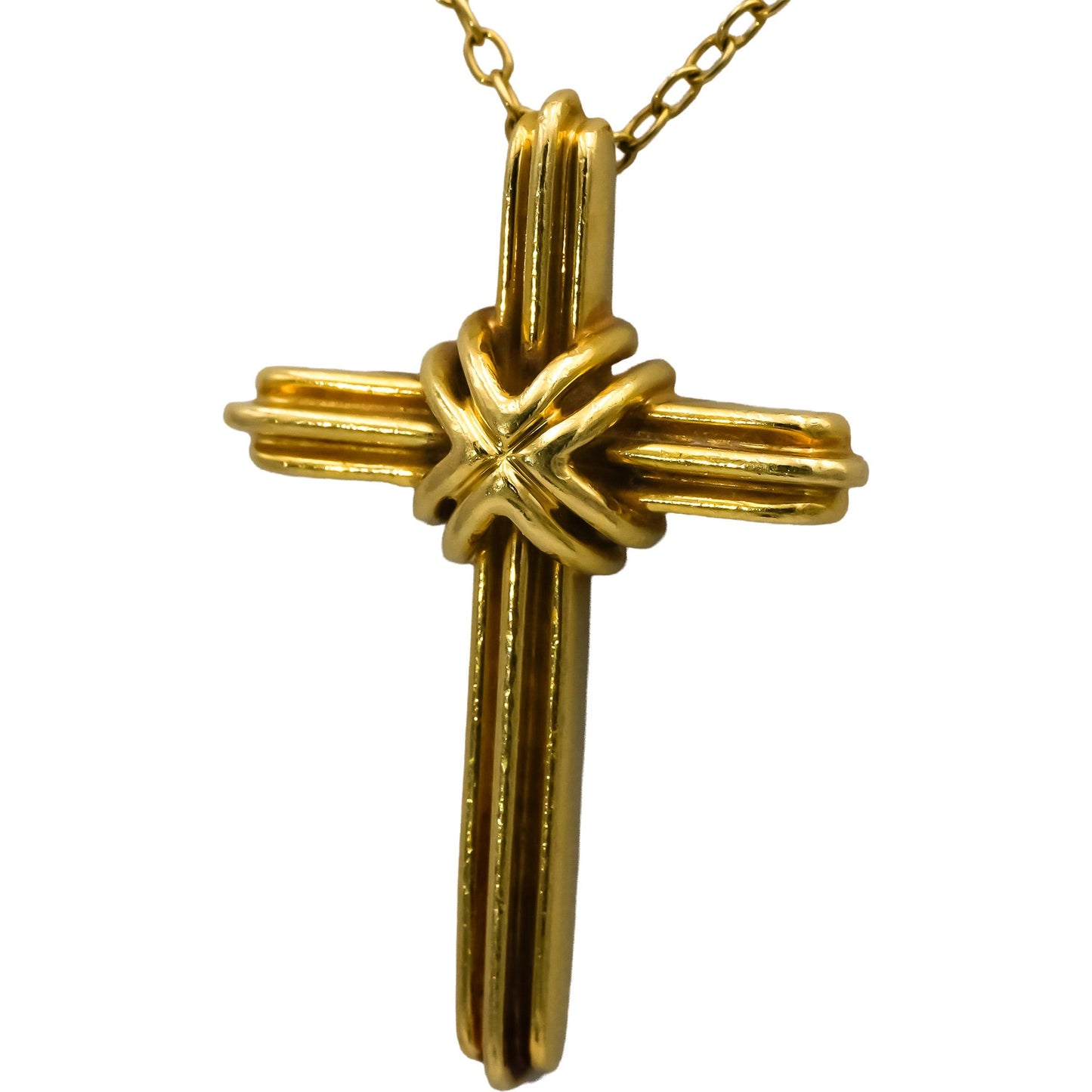 TIFFANY & CO. 18k Yellow Gold Signature X Cross Pendant Necklace w/ Box
