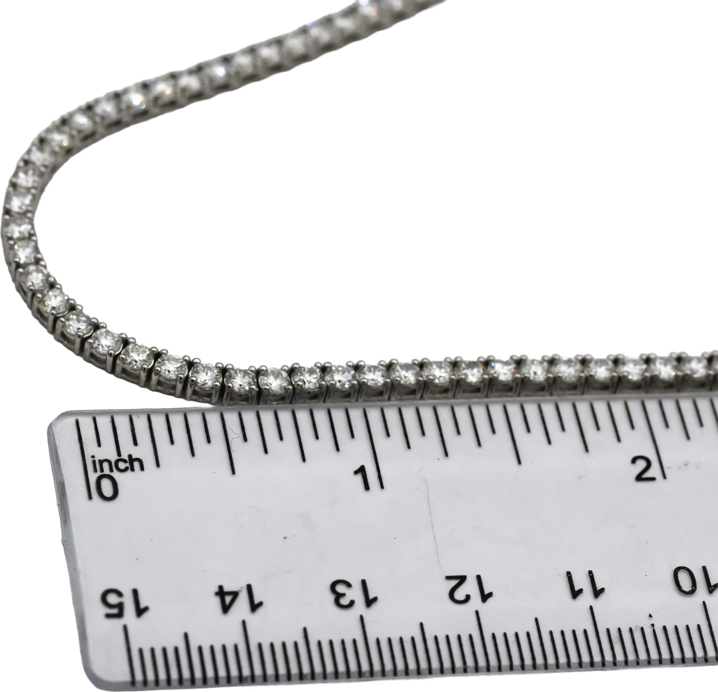 14k White Gold VS Round Lab-Grown Diamond Tennis Necklace 18.32CT