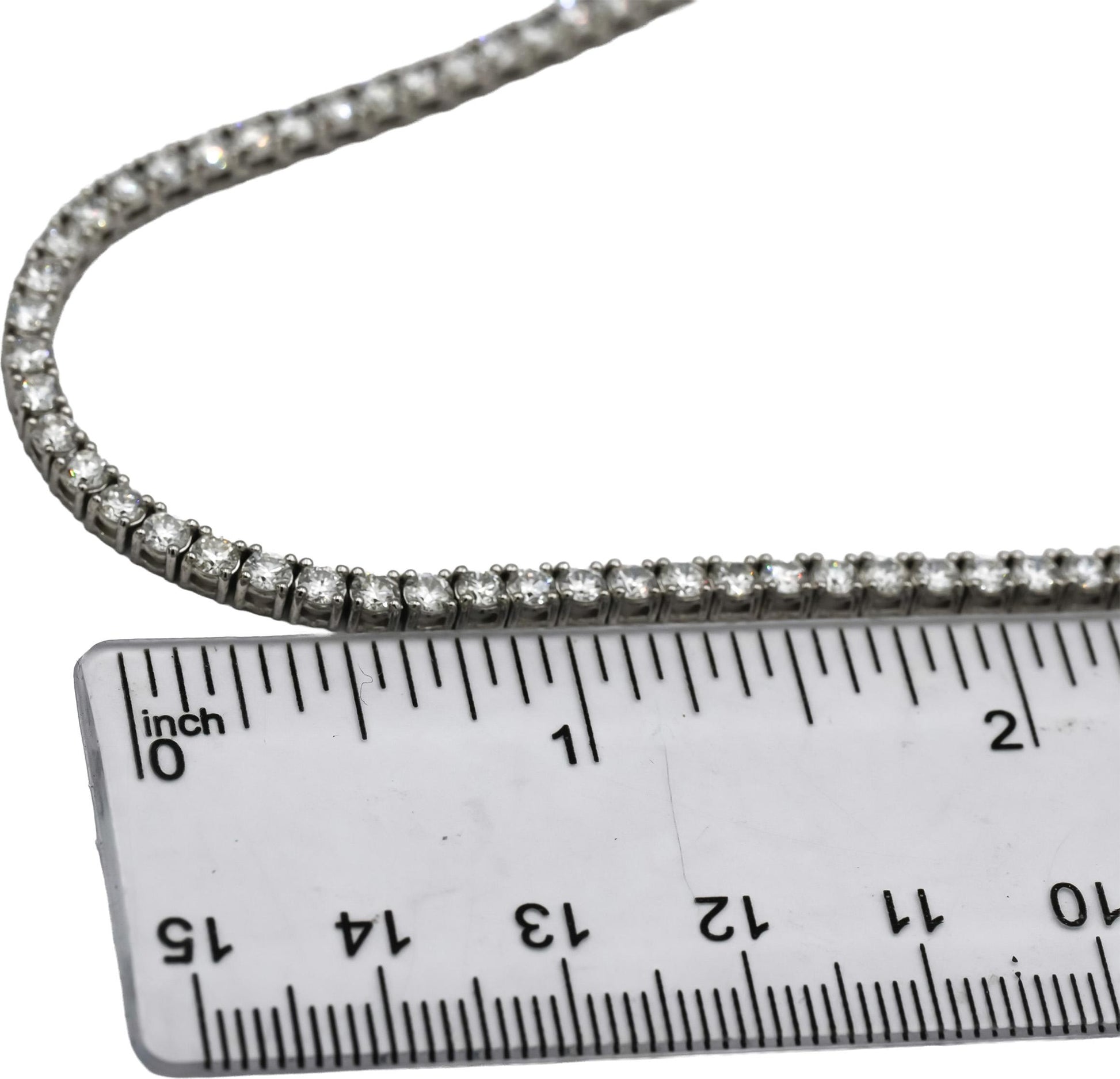 14k White Gold VS Round Lab-Grown Diamond Tennis Necklace 18.32CT