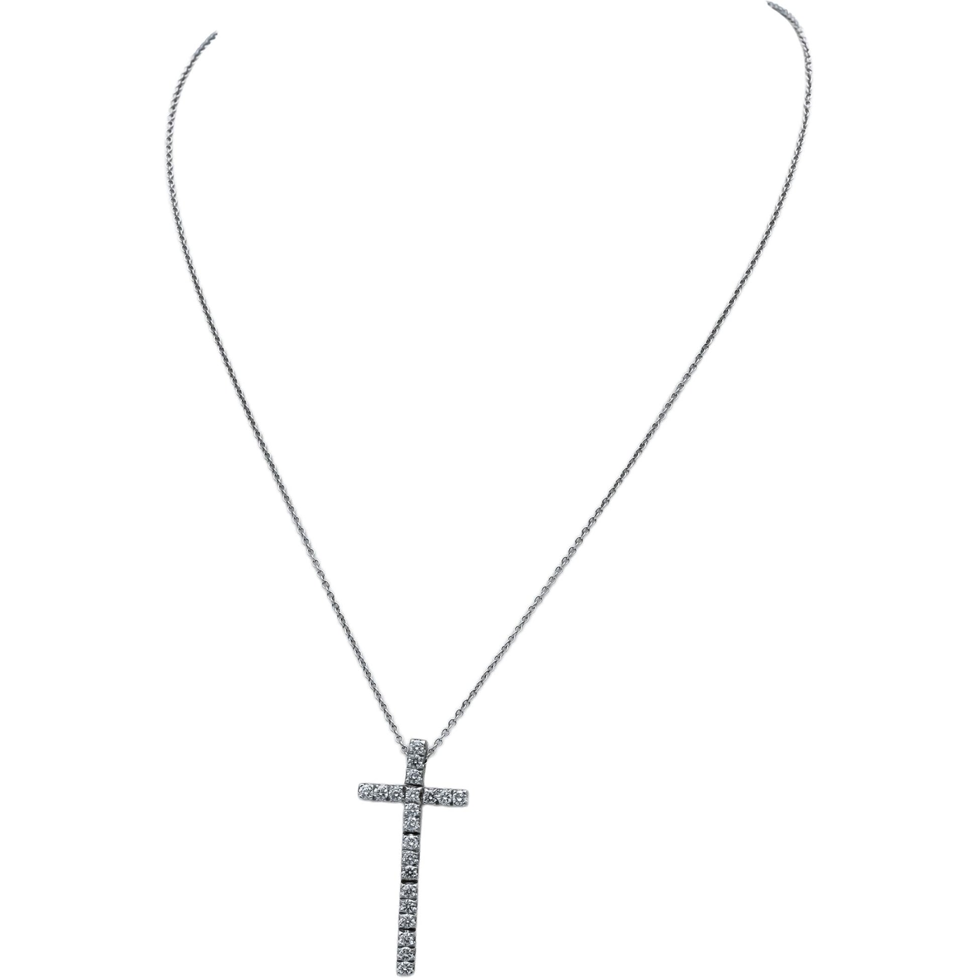 PASQUALE BRUNI 18k White Gold VS Diamond Cross Pendant Necklace 0.66CT