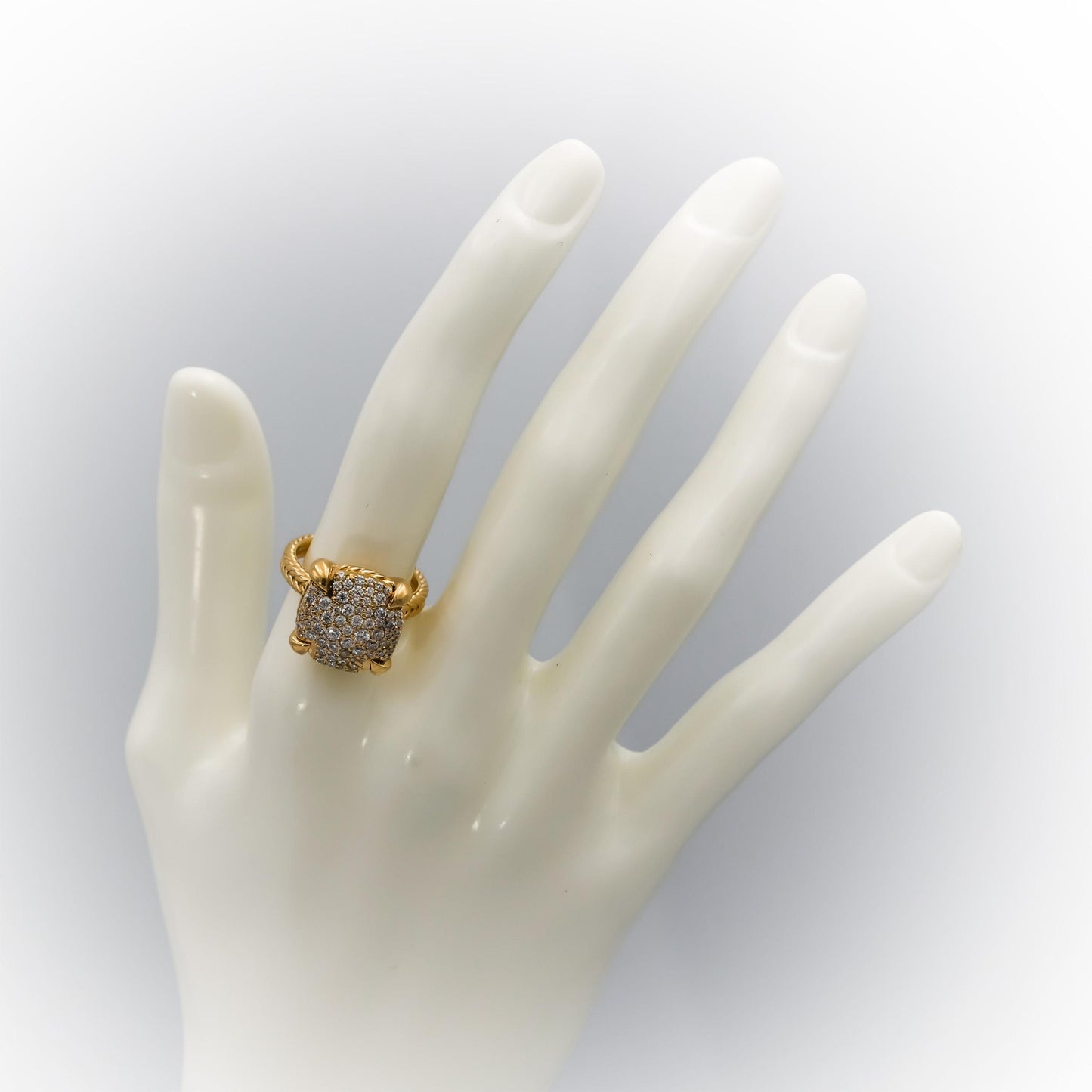 DAVID YURMAN 18k Yellow Gold Round Diamond Chatelaine Ring 1.20CT Size 6.75