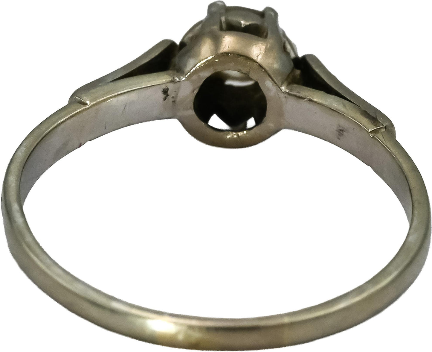 Antique Deco 14k White Gold Old Euro Diamond Ring 0.30CT Size 7.5