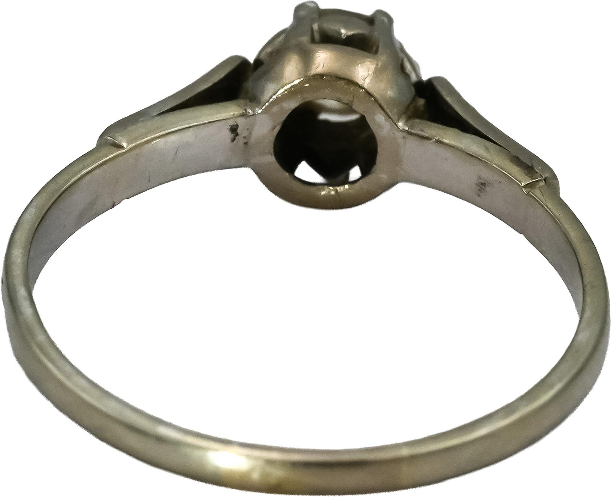 Antique Deco 14k White Gold Old Euro Diamond Ring 0.30CT Size 7.5