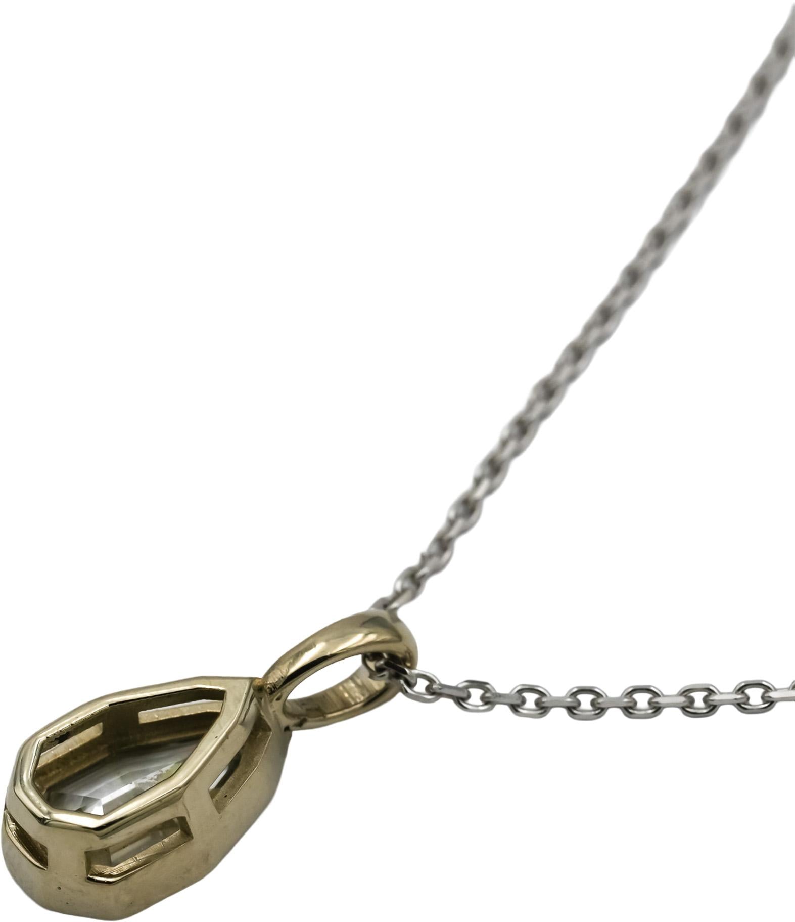 14k White Gold VS Pear Step Cut Diamond Solitaire Pendant Necklace 1.02CT