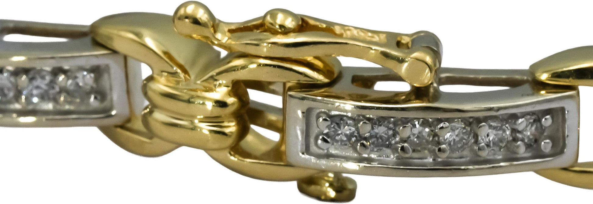 14k Yellow and White Gold Round Diamond Fancy Link Bracelet 0.75CT