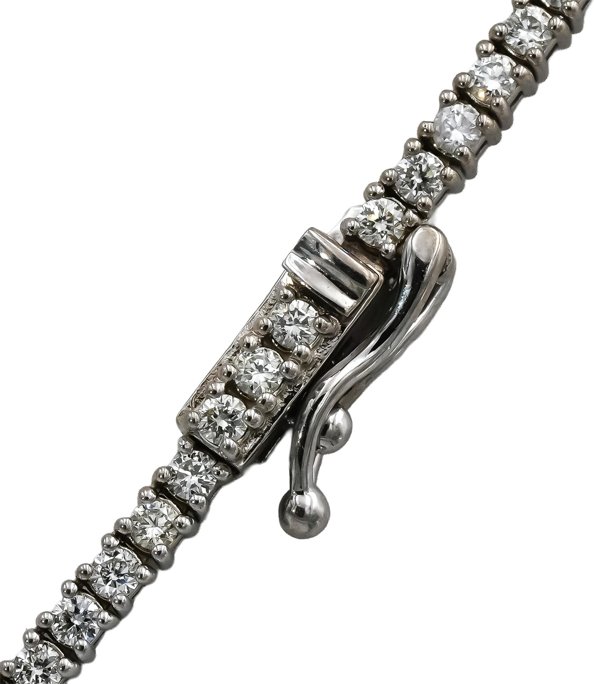 14k White Gold VS Round Diamond Tennis Necklace 3.62CT