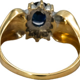 14k Yellow & White Gold Oval Cut Sapphire Ring 0.75CT Size 9 w/ Diamond Accents