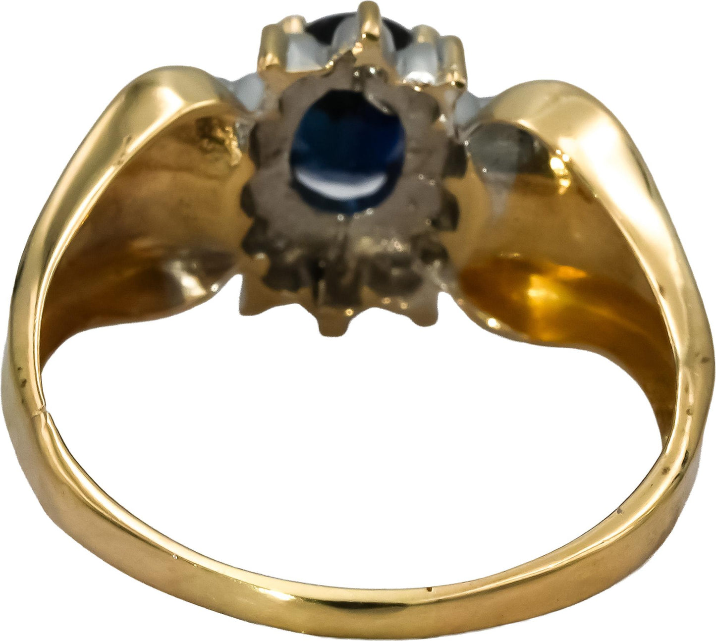 14k Yellow & White Gold Oval Cut Sapphire Ring 0.75CT Size 9 w/ Diamond Accents