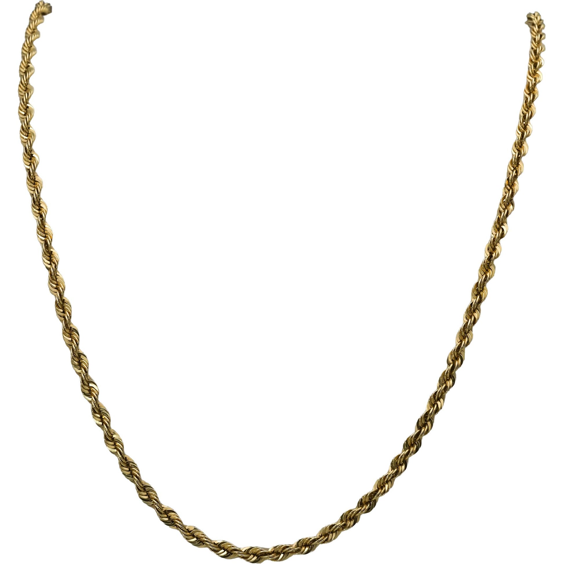 10k Yellow Gold Hollow Rope Chain Necklace 4.5mm wide/27.75 inches