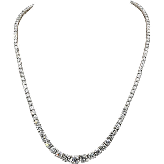 GIA 14k White Gold VS Round Diamond Graduated Riviera Necklace 17.07CT