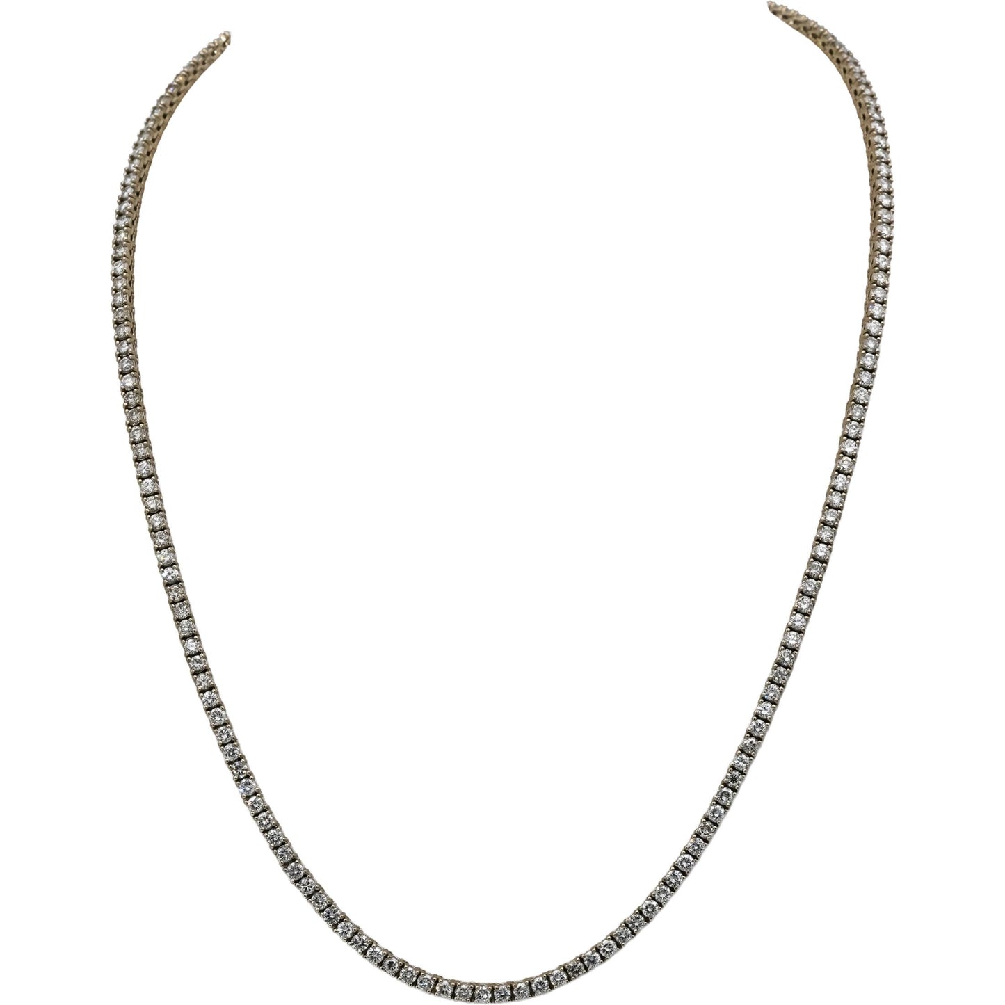 14k White Gold Round Diamond Tennis Necklace 9.15CT 172 Pieces