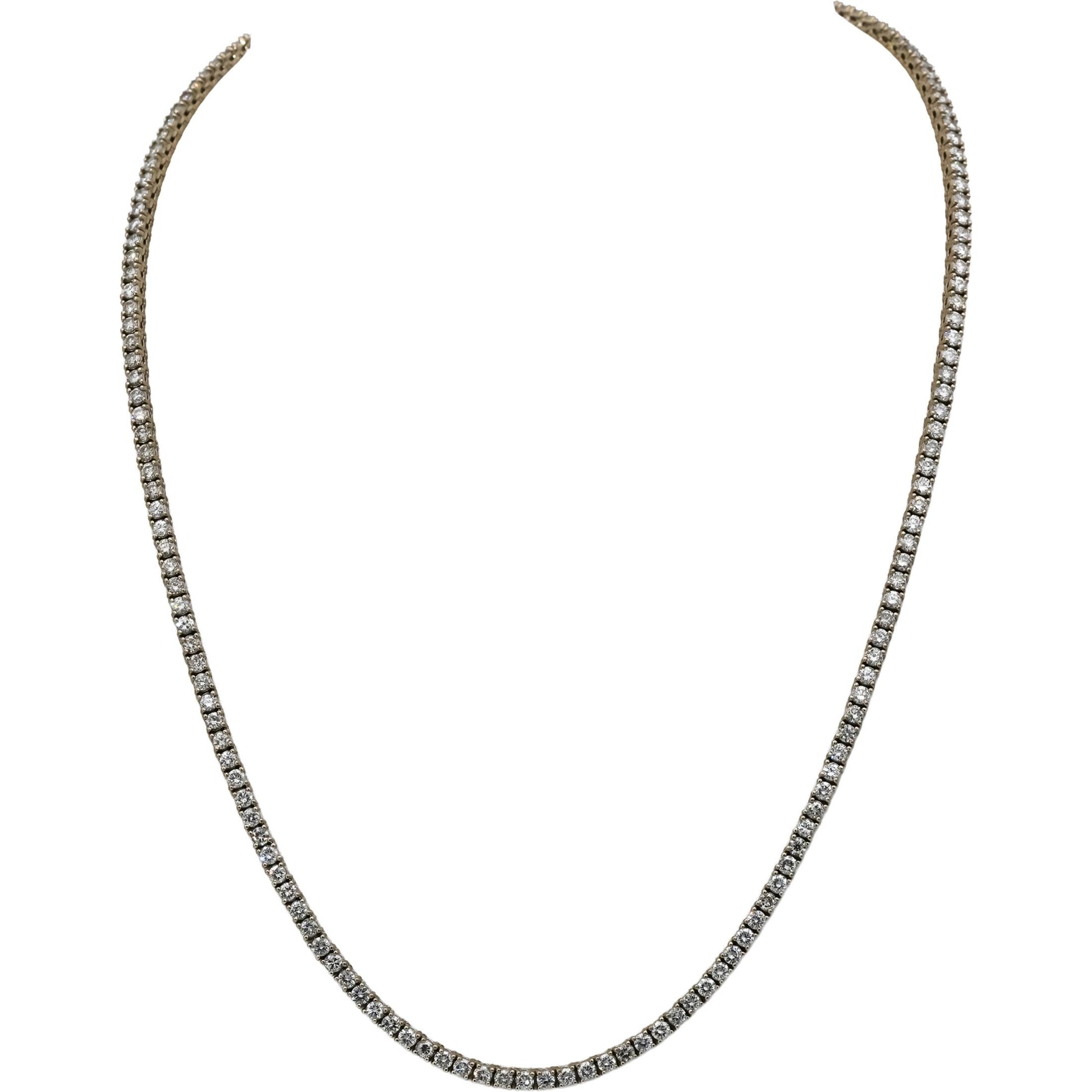 14k White Gold Round Diamond Tennis Necklace 9.15CT 172 Pieces