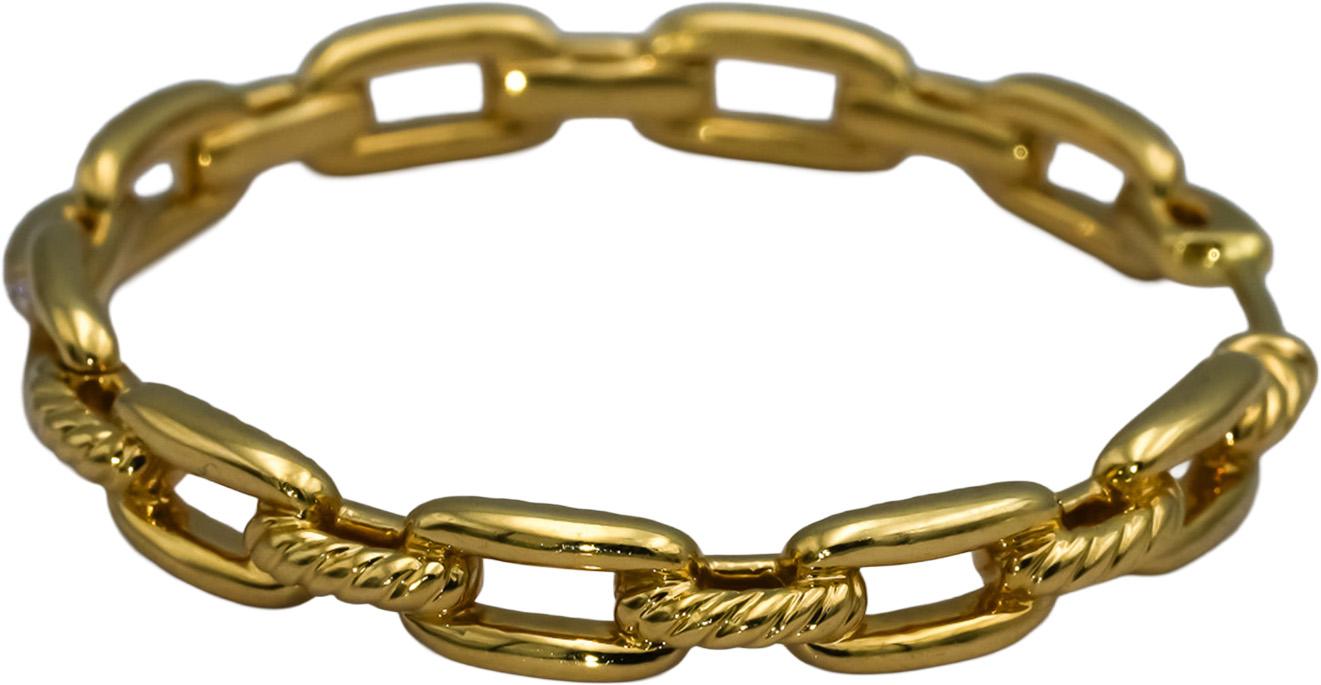 DAVID YURMAN 18k Yellow Gold Diamond Stax Chain Link 36mm Hoop Earrings 1.05CT