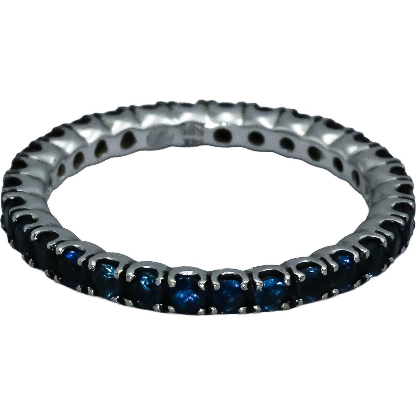 14k White Gold Blue Sapphire Eternity Band Ring 1.0CT Size 6