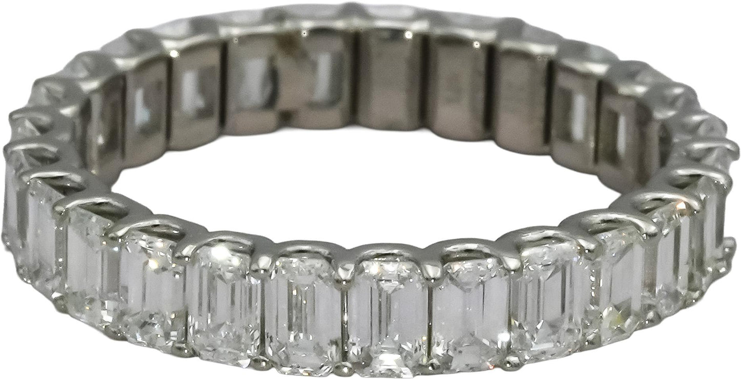 14k White Gold VS Emerald Cut Diamond Eternity Band Ring 3.23CT Size 7