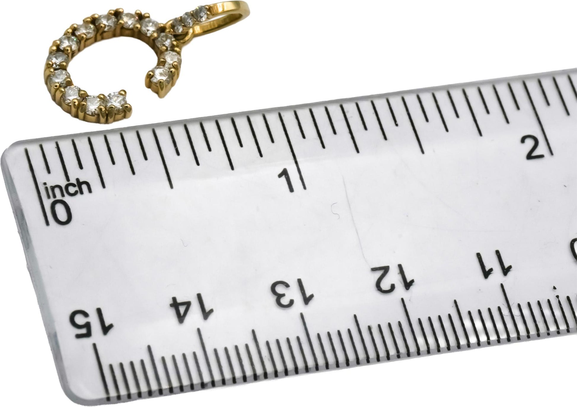 14k Yellow Gold Round Diamond Letter Initial "C" Charm Pendant 0.50CT
