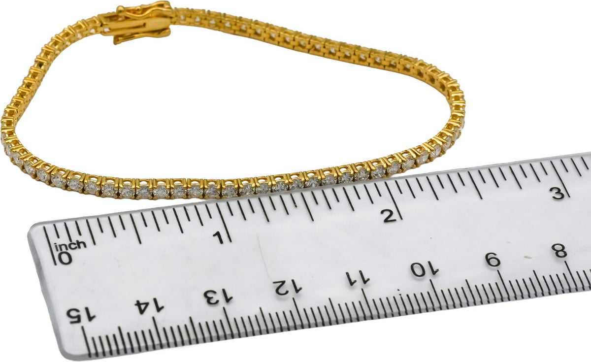 14k Yellow Gold VS1-VS2/D-F Lab-Grown Diamond Tennis Bracelet 3.48CT