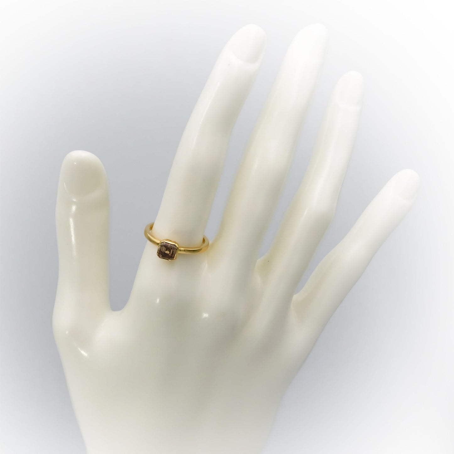 14k Yellow Gold VS Fancy Color Asscher Cut Diamond Solitaire Ring 1.0CT Size 6.5