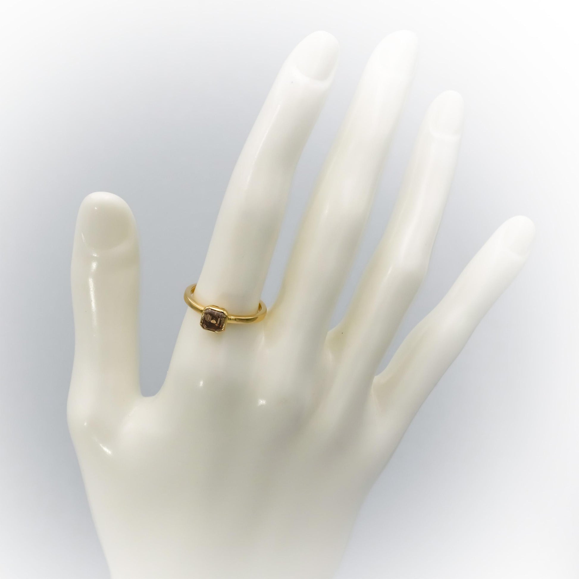 14k Yellow Gold VS Fancy Color Asscher Cut Diamond Solitaire Ring 1.0CT Size 6.5
