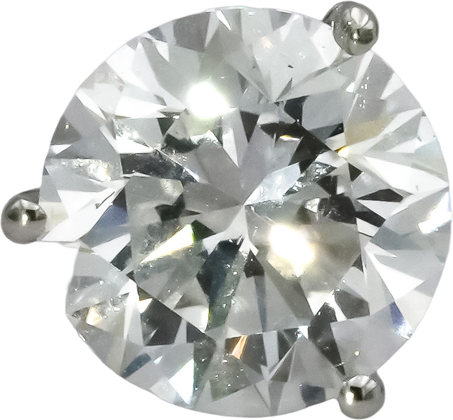 14k White Gold VS Round Lab-Grown Martini Setting Stud Earrings 4.12CT