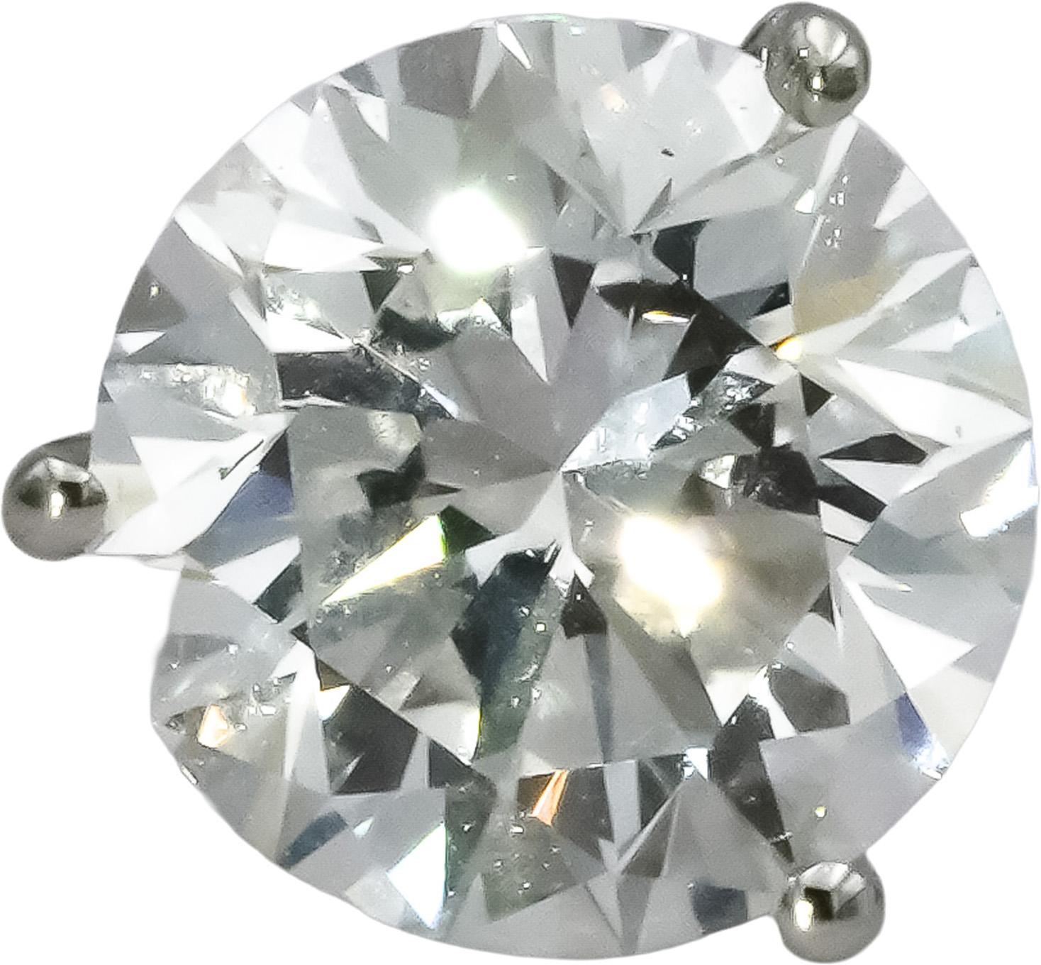 14k White Gold VS Round Lab-Grown Martini Setting Stud Earrings 4.12CT
