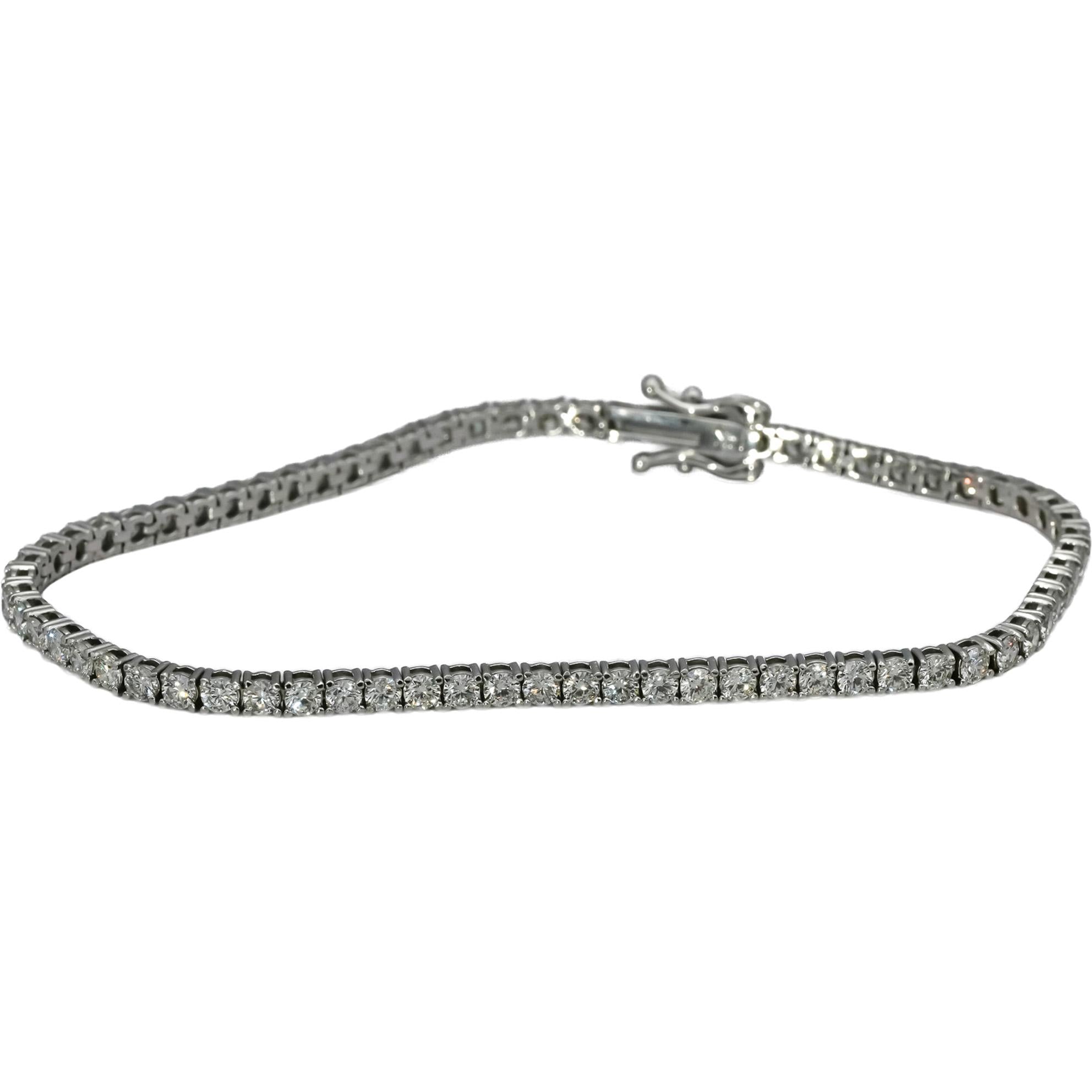 14k White Gold VS Round Diamond Tennis Bracelet 3.51CT