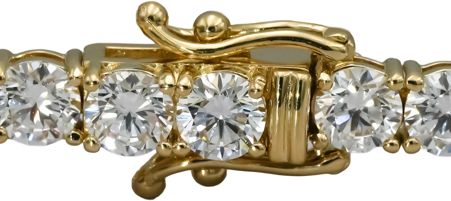 14k Yellow Gold VS Round Lab-Grown Diamond Tennis Bracelet 11.95CT