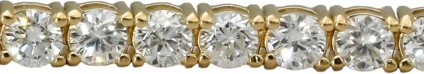14k Yellow Gold Round Natural Diamond Tennis Bracelet 4.56CT