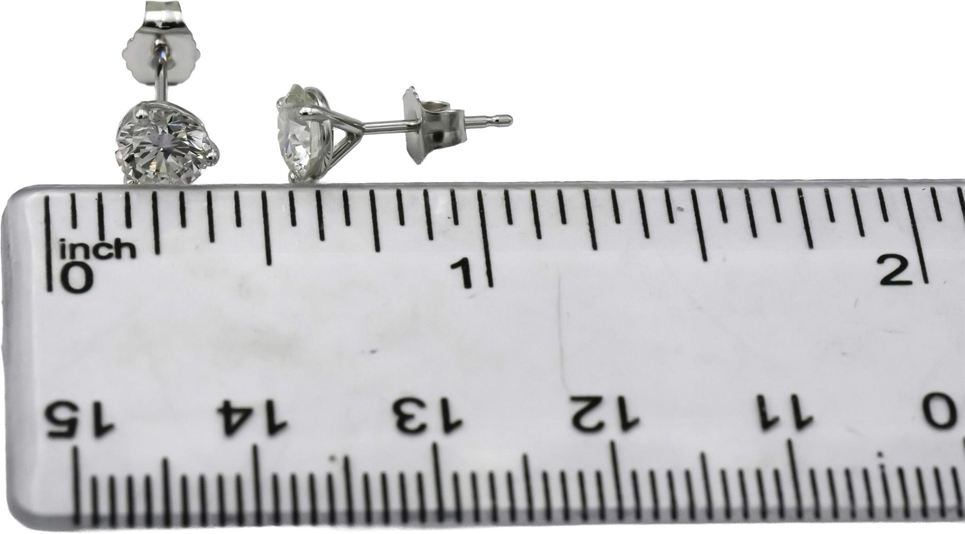 14k White Gold VS Round Lab-Grown Diamond Stud Earrings 1.32CT