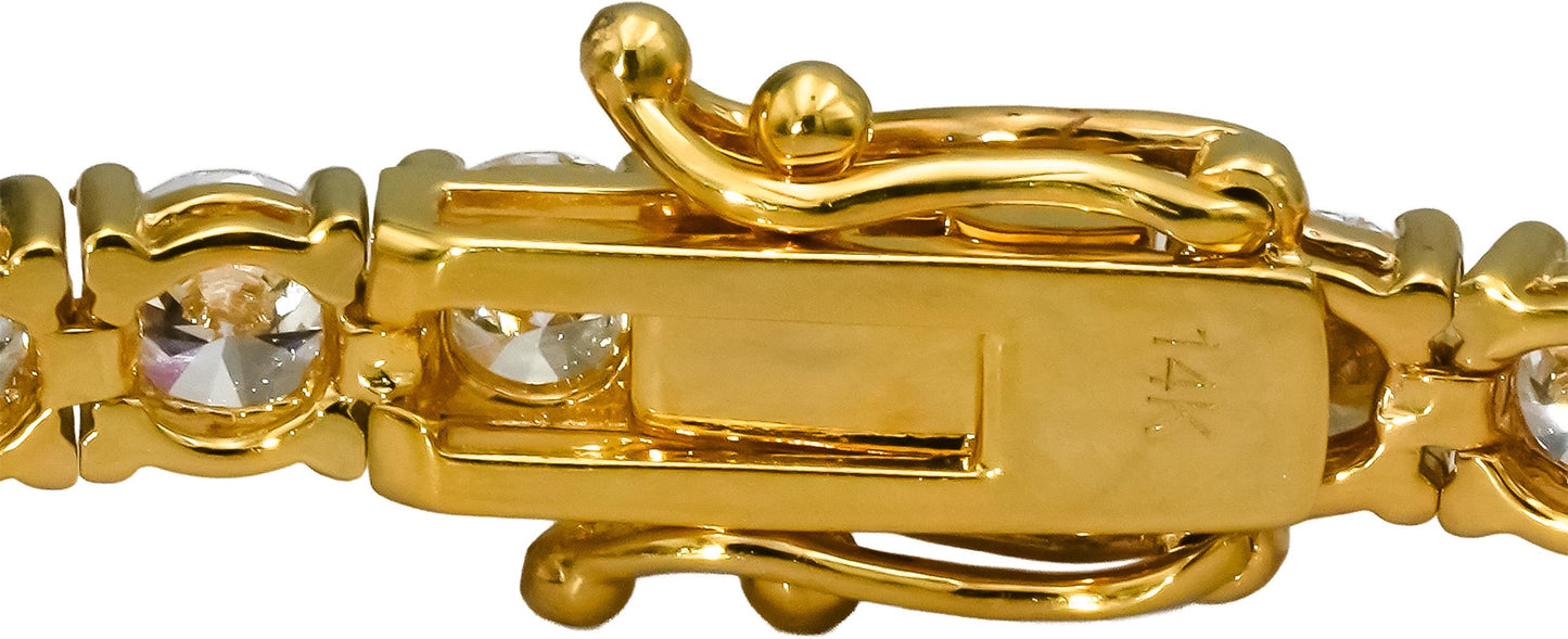 14k Yellow Gold VS Round Lab-Grown Diamond Tennis Bracelet 9.75CT