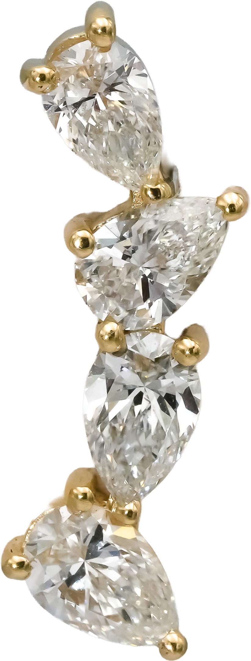 14k Yellow Gold VS Pear Cut Lab-Grown Diamond Climber Stud Earrings 4.46CT
