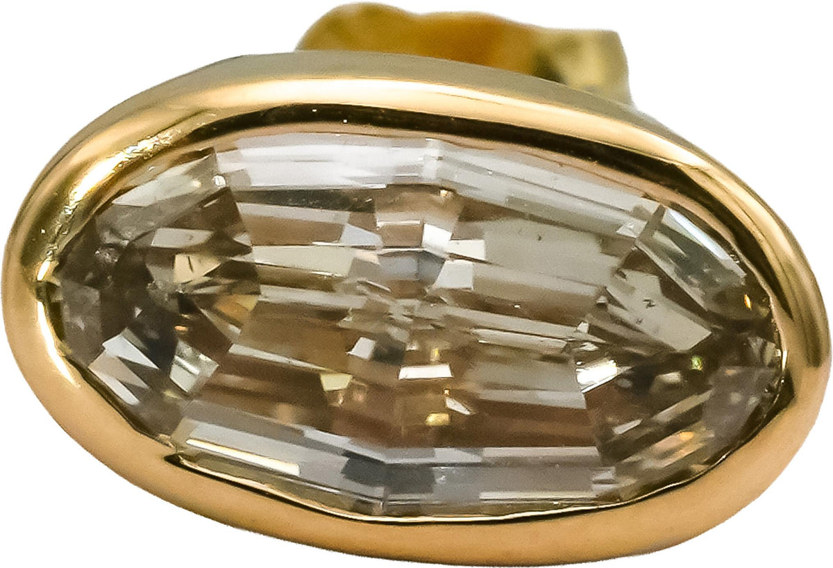 18k Yellow Gold VS Oval Step Cut Bezel Set Natural Diamond Stud Earrings 2.02CT